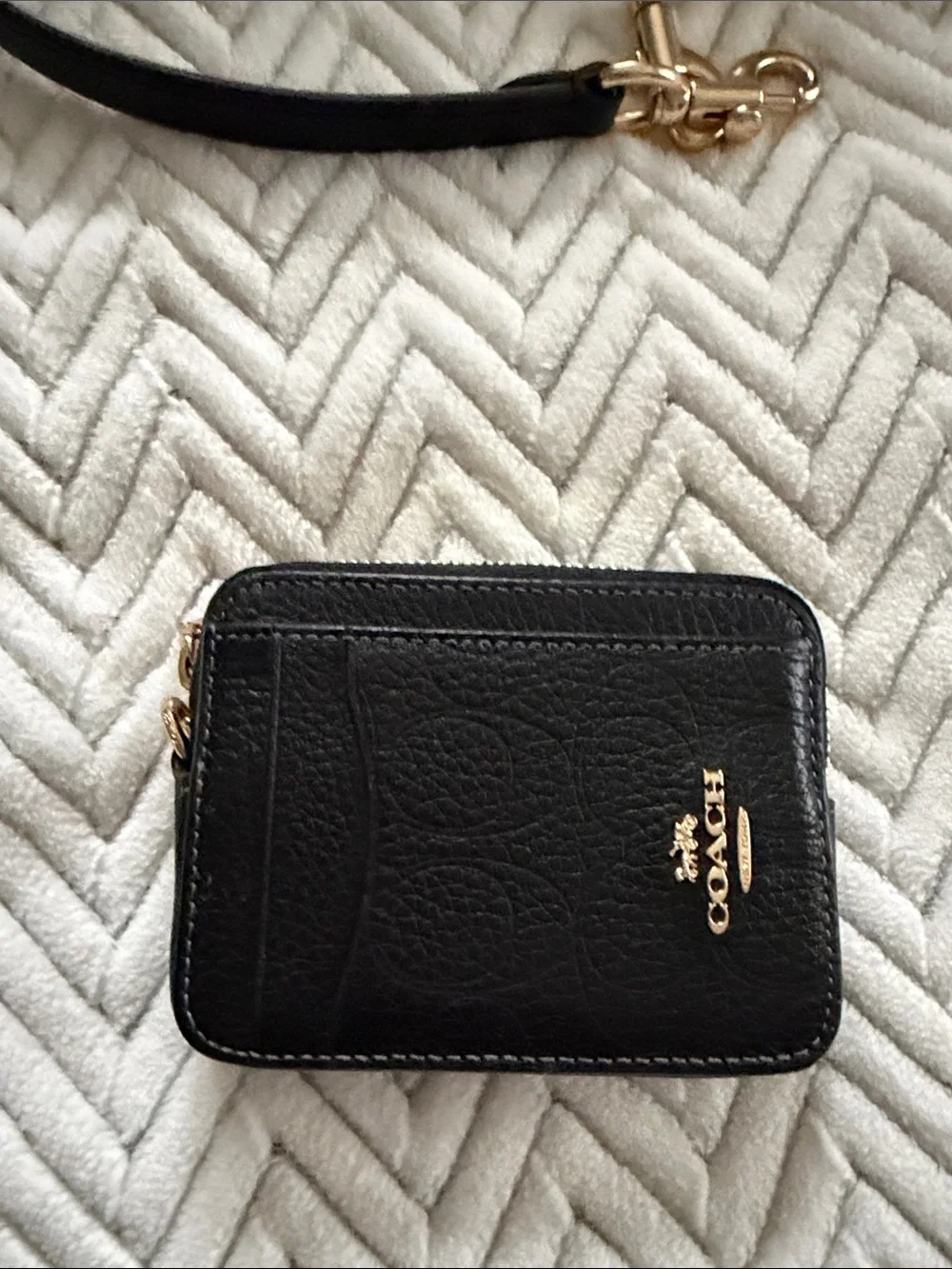 Coach Black Leather Crossbody with Gold Hardware and Cardholder